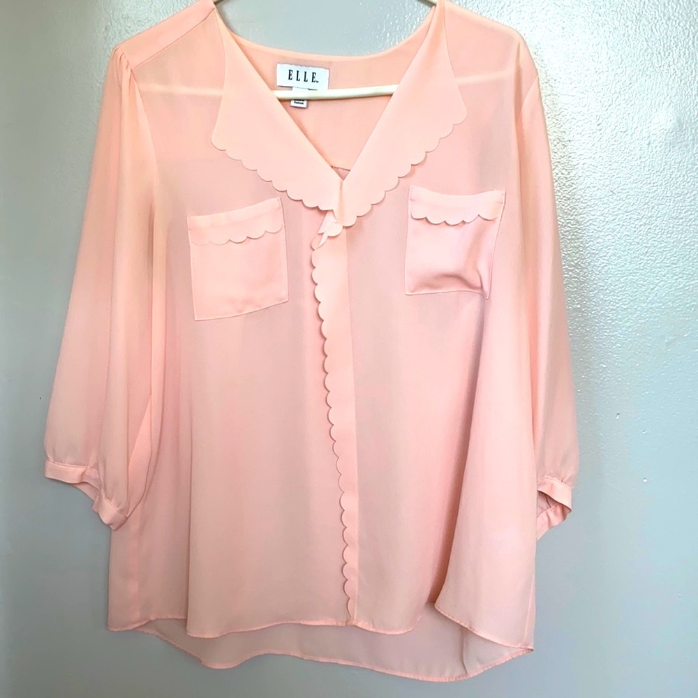 Elle Blush Scalloped Collar Blouse